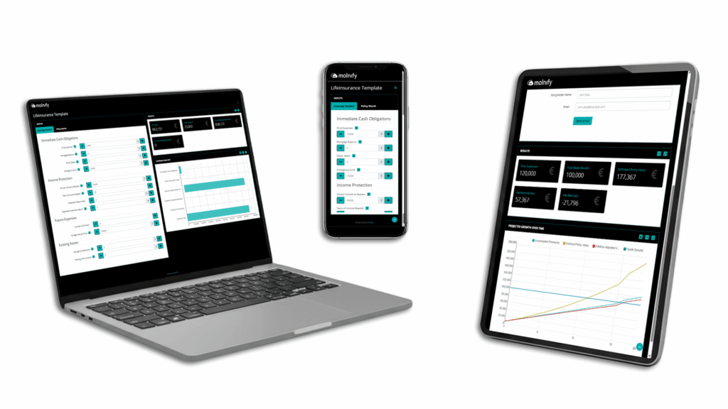 Web app version of a Life Insurance Calculator built from Excel using Molnify