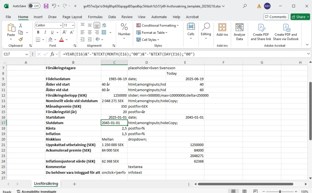 En Excel-fil redo för att bli en webbapp