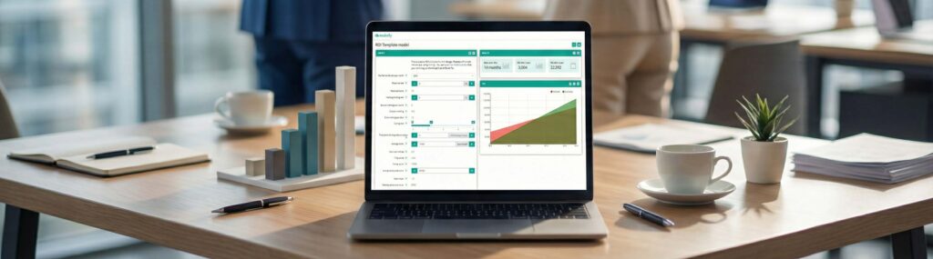 Excel ROI calculator displayed as a web application with live financial charts and input fields