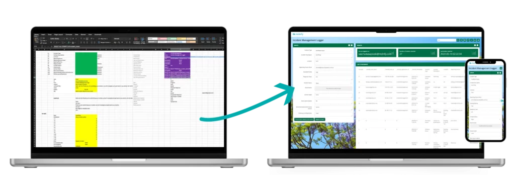 Excel-based incident reporting sheet transformed into a Molnify web app for easy logging and tracking