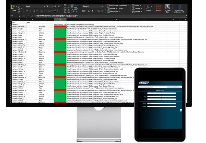 x-force-excel-app X-force Excel and web application on tablet